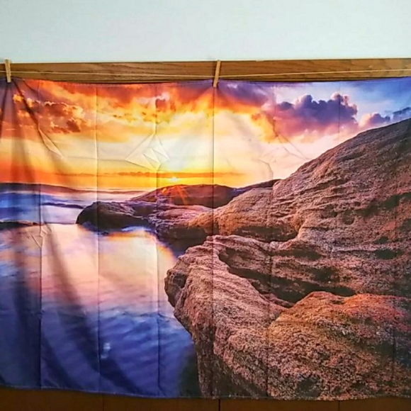 Other - Wall Tapestry Sunset on the Rocky Shoreline NEW